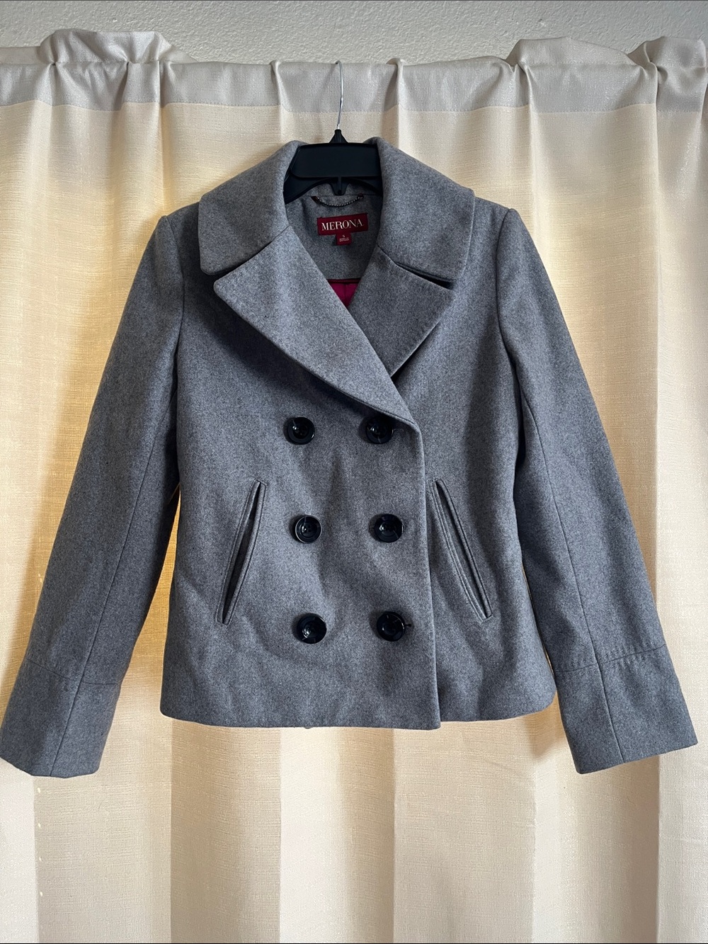 Women’s Merona Charcoal Gray Double-Breasted Pea Coat